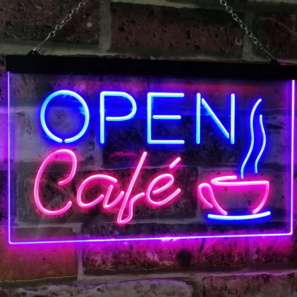 ADVPRO Cafe Open Coffee Kitchen Decoration Bar Beer Dual Color LED Neon Sign st6-i2011 - Red & Blue