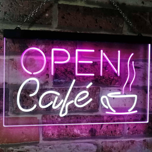 ADVPRO Cafe Open Coffee Kitchen Decoration Bar Beer Dual Color LED Neon Sign st6-i2011 - White & Purple