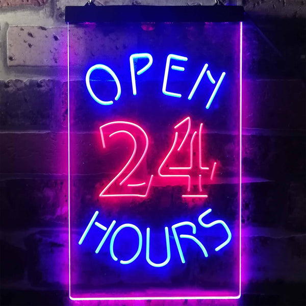 ADVPRO Open 24 Hours Shop Business Welcome  Dual Color LED Neon Sign st6-i2035 - Blue & Red
