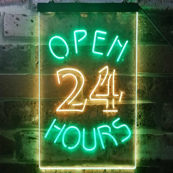 ADVPRO Open 24 Hours Shop Business Welcome  Dual Color LED Neon Sign st6-i2035 - Green & Yellow