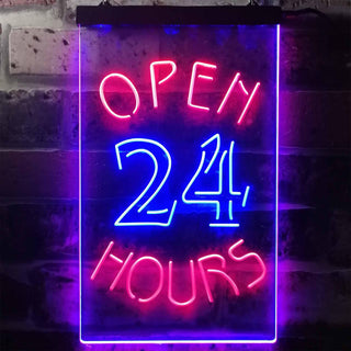 ADVPRO Open 24 Hours Shop Business Welcome  Dual Color LED Neon Sign st6-i2035 - Red & Blue