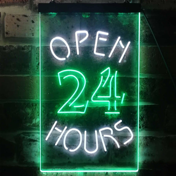 ADVPRO Open 24 Hours Shop Business Welcome  Dual Color LED Neon Sign st6-i2035 - White & Green