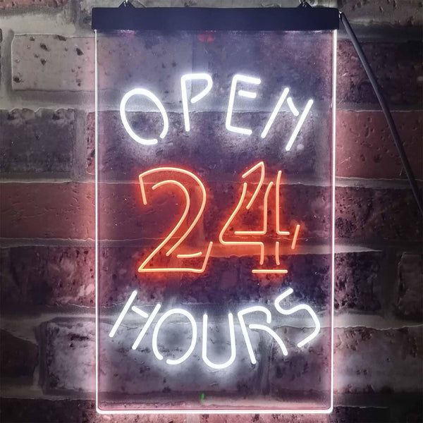 ADVPRO Open 24 Hours Shop Business Welcome  Dual Color LED Neon Sign st6-i2035 - White & Orange