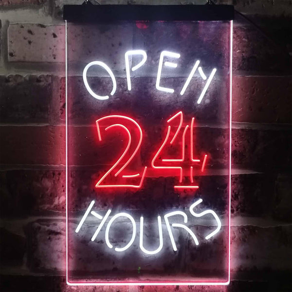 ADVPRO Open 24 Hours Shop Business Welcome  Dual Color LED Neon Sign st6-i2035 - White & Red