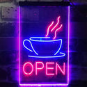 ADVPRO Open Coffee Cup Cafe Bistro Shop  Dual Color LED Neon Sign st6-i2038 - Blue & Red