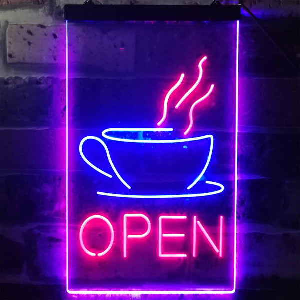 ADVPRO Open Coffee Cup Cafe Bistro Shop  Dual Color LED Neon Sign st6-i2038 - Blue & Red