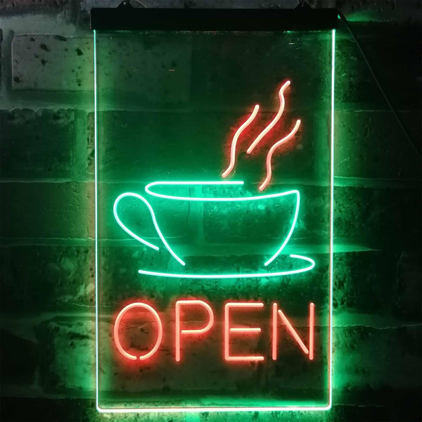 ADVPRO Open Coffee Cup Cafe Bistro Shop  Dual Color LED Neon Sign st6-i2038 - Green & Red