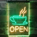 ADVPRO Open Coffee Cup Cafe Bistro Shop  Dual Color LED Neon Sign st6-i2038 - Green & Yellow