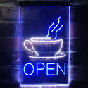 ADVPRO Open Coffee Cup Cafe Bistro Shop  Dual Color LED Neon Sign st6-i2038 - White & Blue