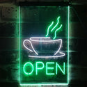 ADVPRO Open Coffee Cup Cafe Bistro Shop  Dual Color LED Neon Sign st6-i2038 - White & Green