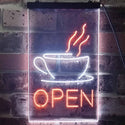 ADVPRO Open Coffee Cup Cafe Bistro Shop  Dual Color LED Neon Sign st6-i2038 - White & Orange