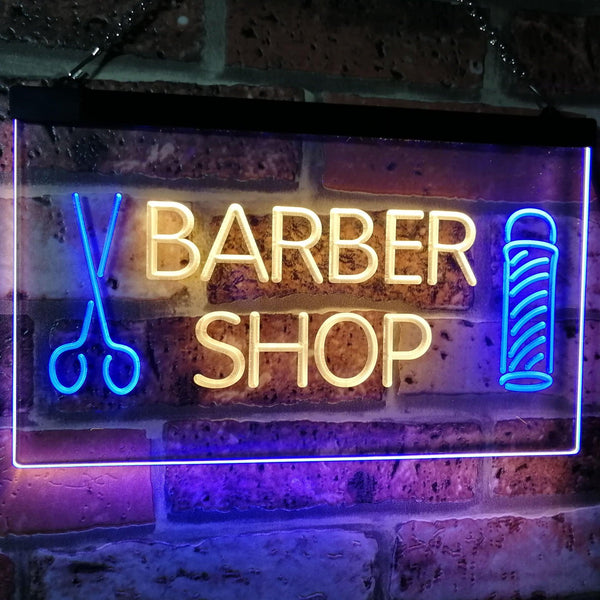 ADVPRO Barber Shop Hair Cut Scissor Pole Display Dual Color LED Neon Sign st6-i2044 - Blue & Yellow