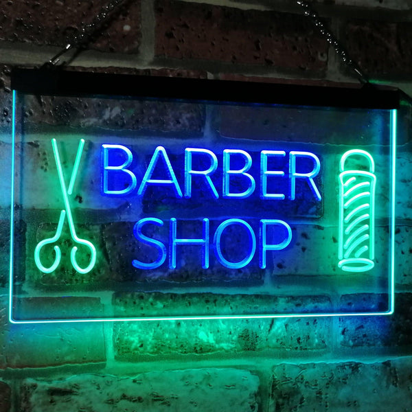 ADVPRO Barber Shop Hair Cut Scissor Pole Display Dual Color LED Neon Sign st6-i2044 - Green & Blue