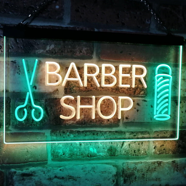 ADVPRO Barber Shop Hair Cut Scissor Pole Display Dual Color LED Neon Sign st6-i2044 - Green & Yellow