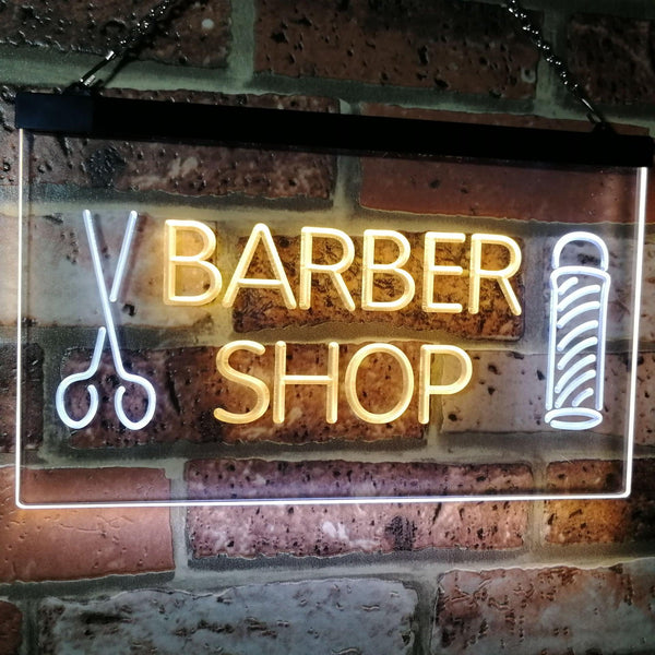 ADVPRO Barber Shop Hair Cut Scissor Pole Display Dual Color LED Neon Sign st6-i2044 - White & Yellow