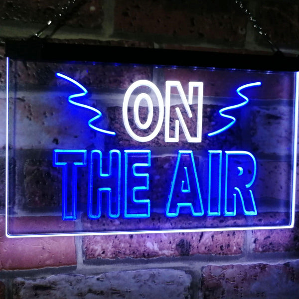 ADVPRO On Air Studio Recording in Progress Dual Color LED Neon Sign st6-i2066 - White & Blue
