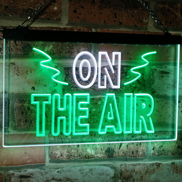 ADVPRO On Air Studio Recording in Progress Dual Color LED Neon Sign st6-i2066 - White & Green