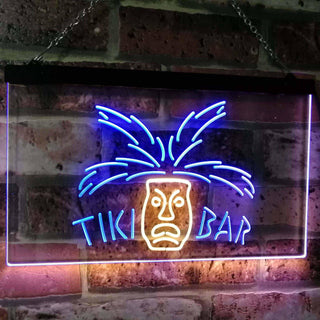 ADVPRO Tiki Bar Mask Pub Club Beer Drink Happy Hour Dual Color LED Neon Sign st6-i2067 - Blue & Yellow