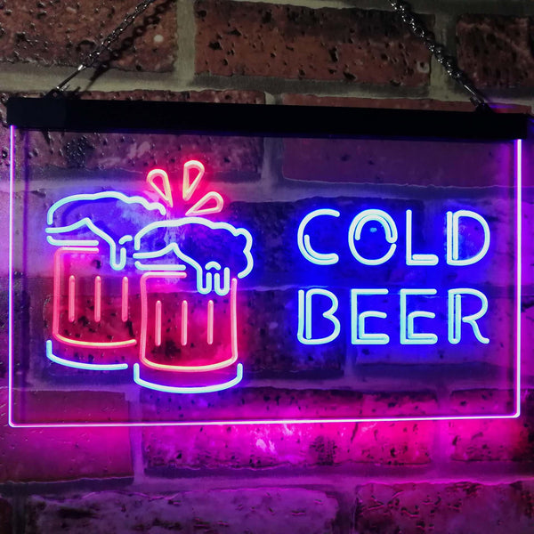 ADVPRO Cold Beer Bar Pub Club Decor Dual Color LED Neon Sign st6-i2069 - Blue & Red