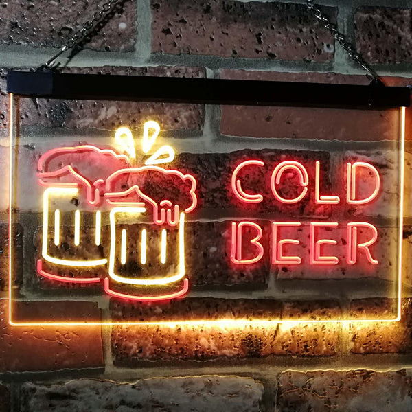 ADVPRO Cold Beer Bar Pub Club Decor Dual Color LED Neon Sign st6-i2069 - Red & Yellow