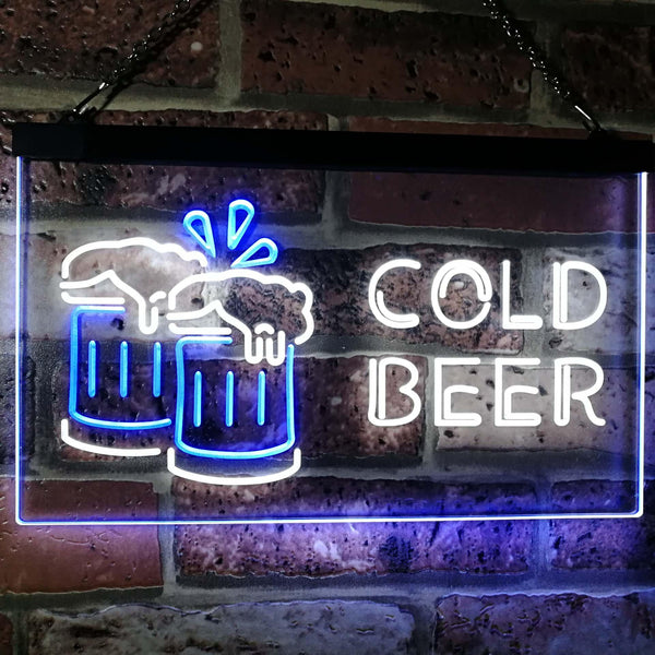 ADVPRO Cold Beer Bar Pub Club Decor Dual Color LED Neon Sign st6-i2069 - White & Blue