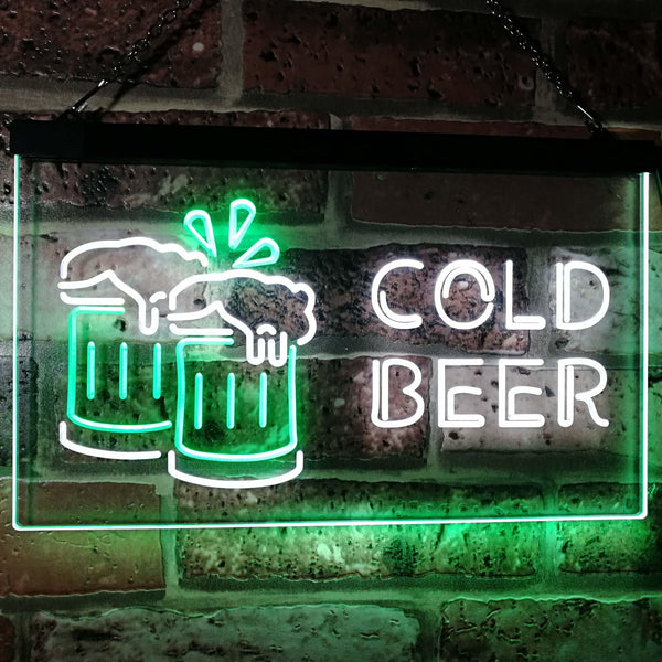 ADVPRO Cold Beer Bar Pub Club Decor Dual Color LED Neon Sign st6-i2069 - White & Green