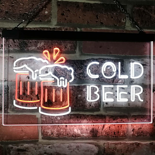 ADVPRO Cold Beer Bar Pub Club Decor Dual Color LED Neon Sign st6-i2069 - White & Orange
