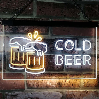 ADVPRO Cold Beer Bar Pub Club Decor Dual Color LED Neon Sign st6-i2069 - White & Yellow