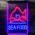 ADVPRO Sea Food Restaurant Fish  Dual Color LED Neon Sign st6-i2070 - Blue & Red