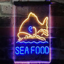 ADVPRO Sea Food Restaurant Fish  Dual Color LED Neon Sign st6-i2070 - Blue & Yellow