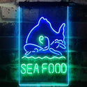 ADVPRO Sea Food Restaurant Fish  Dual Color LED Neon Sign st6-i2070 - Green & Blue