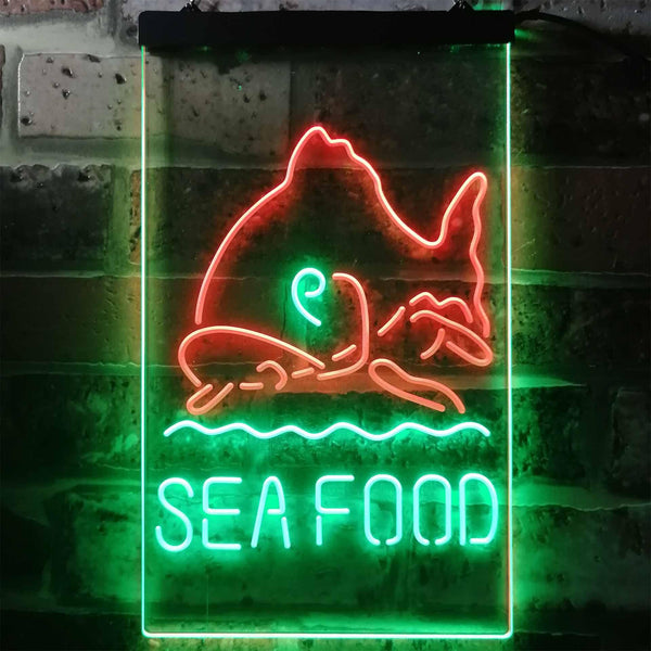 ADVPRO Sea Food Restaurant Fish  Dual Color LED Neon Sign st6-i2070 - Green & Red
