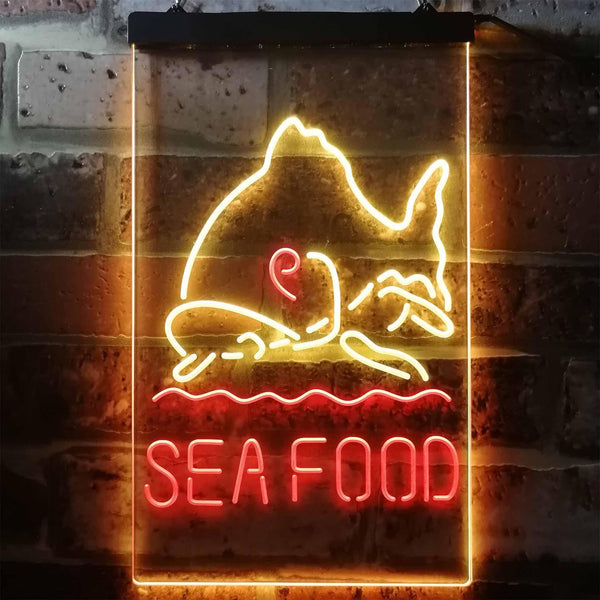 ADVPRO Sea Food Restaurant Fish  Dual Color LED Neon Sign st6-i2070 - Red & Yellow