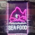 ADVPRO Sea Food Restaurant Fish  Dual Color LED Neon Sign st6-i2070 - White & Purple