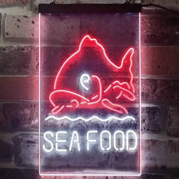 ADVPRO Sea Food Restaurant Fish  Dual Color LED Neon Sign st6-i2070 - White & Red