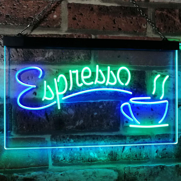 ADVPRO Espresso Coffee Shop Dual Color LED Neon Sign st6-i2075 - Green & Blue