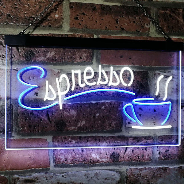 ADVPRO Espresso Coffee Shop Dual Color LED Neon Sign st6-i2075 - White & Blue