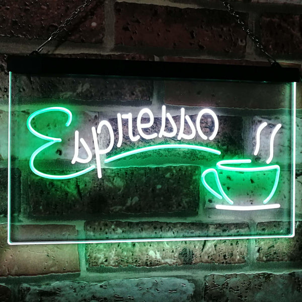 ADVPRO Espresso Coffee Shop Dual Color LED Neon Sign st6-i2075 - White & Green