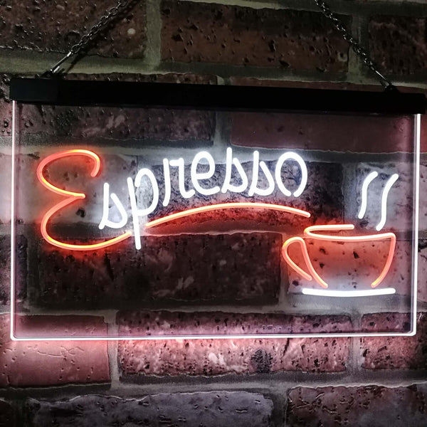 ADVPRO Espresso Coffee Shop Dual Color LED Neon Sign st6-i2075 - White & Orange
