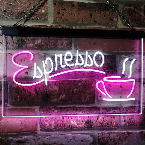 ADVPRO Espresso Coffee Shop Dual Color LED Neon Sign st6-i2075 - White & Purple