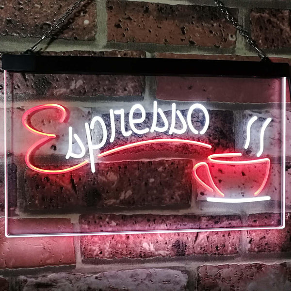 ADVPRO Espresso Coffee Shop Dual Color LED Neon Sign st6-i2075 - White & Red
