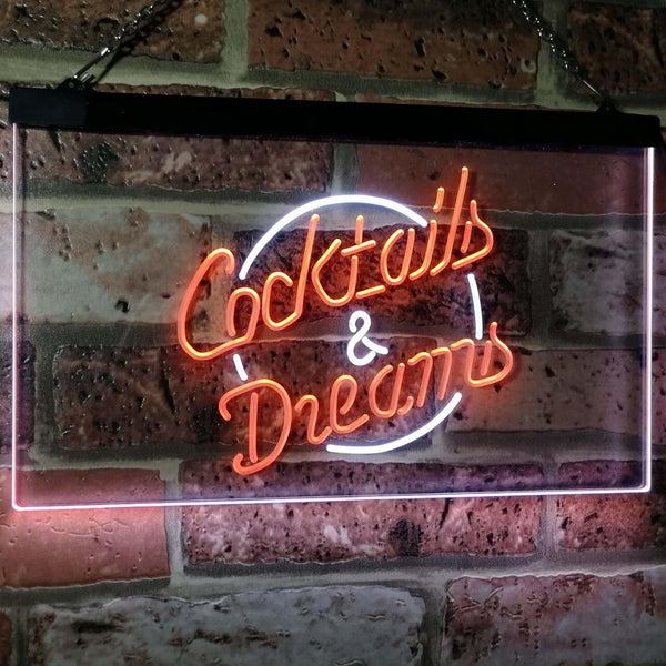 ADVPRO Cocktails & Dreams Bar Beer Wine Drink Pub Club Dual Color LED Neon Sign st6-i2079 - White & Orange