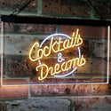 ADVPRO Cocktails & Dreams Bar Beer Wine Drink Pub Club Dual Color LED Neon Sign st6-i2079 - White & Yellow