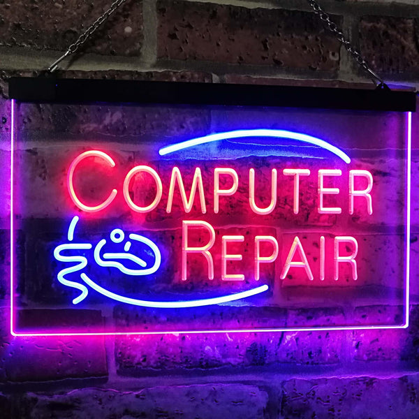 ADVPRO Computer Repair Dual Color LED Neon Sign st6-i2081 - Blue & Red