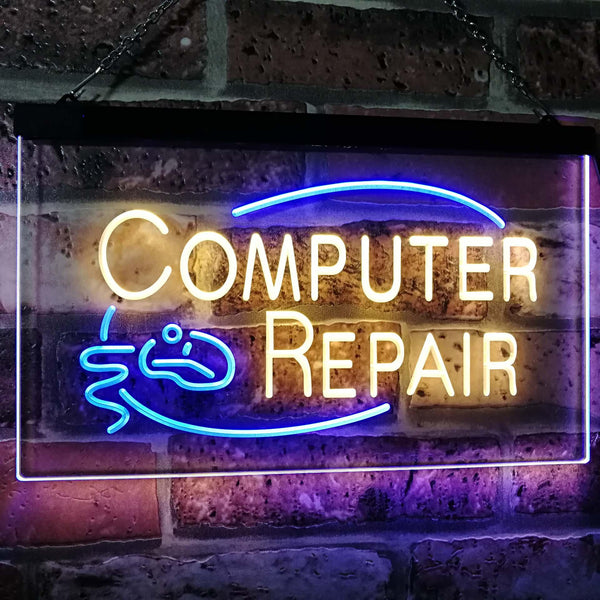 ADVPRO Computer Repair Dual Color LED Neon Sign st6-i2081 - Blue & Yellow