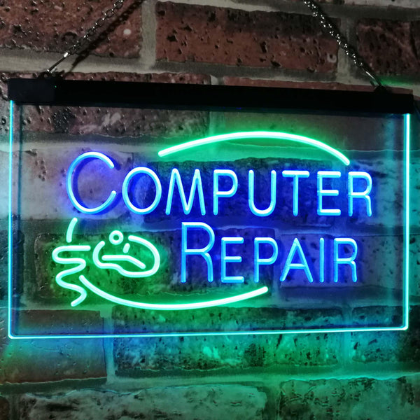 ADVPRO Computer Repair Dual Color LED Neon Sign st6-i2081 - Green & Blue