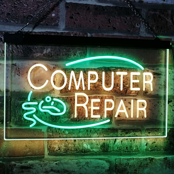 ADVPRO Computer Repair Dual Color LED Neon Sign st6-i2081 - Green & Yellow