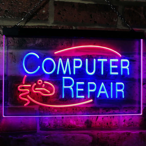 ADVPRO Computer Repair Dual Color LED Neon Sign st6-i2081 - Red & Blue