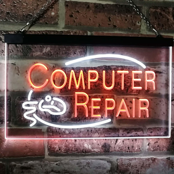 ADVPRO Computer Repair Dual Color LED Neon Sign st6-i2081 - White & Orange