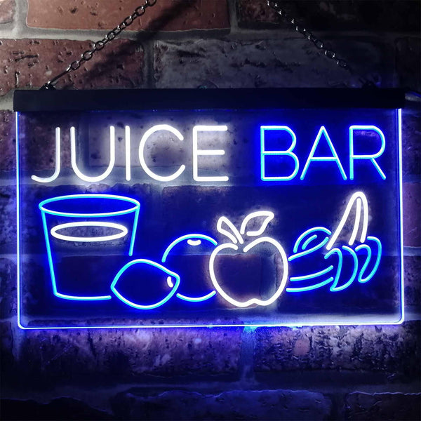 ADVPRO Juice Bar Fruit Shop Dual Color LED Neon Sign st6-i2084 - White & Blue